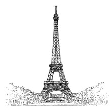 Eiffel Tower Hand Drawing Illustration, Paris, France, Europe, Tower Eiffel