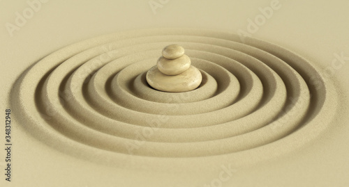 Photo Zen garden stone 3d rendering