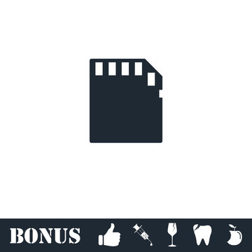 Memory card icon flat