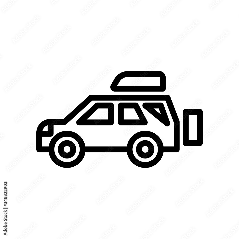 Suv car vector icon in line art design on white background, sign for ...