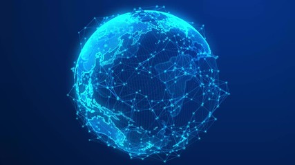 Poster - Spinning planet Earth. World wide web. Global network connection. World map. 3D rendering. Seamless loop.