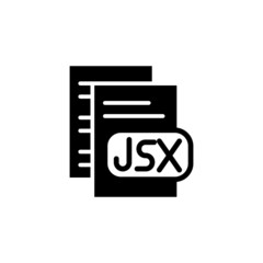 Sticker - Jsx icon vector in black solid flat design icon isolated on white background