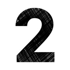 NUMBER MADE OF BLACK SCRIBBLE TEXTURE : 2 TWO