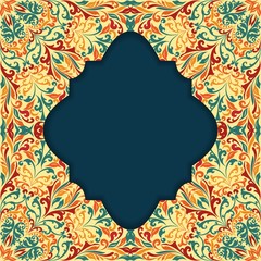 Retro boho floral pattern frame three