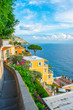 Beautiful colorful houses on a mountain in Positano, a town on Amalfi coast