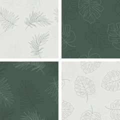 Wall Mural - Collection of seamless floral patterns. Vector delicate hand drawn ornaments. Summer blossom textures for your design