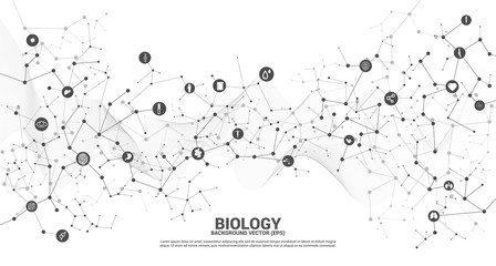 Poster - network line connecting dot molecule background. concept of biology chemical and science.