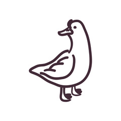 Sticker - duck cartoon line style icon vector design