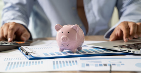 Aufkleber - Financial Report- Business Accounting working and analyzing financial documents Analytics Statistics Information Business Technology.