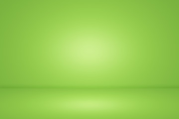Wall Mural - empty space room of green stage with spot lighting in green background.