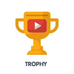 trophy flat style icon design  illustration on white background