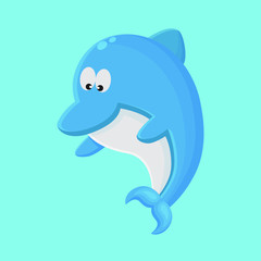 Canvas Print - Dolphin Cartoon Character. Cute Animal Mascot Icon Flat Design
