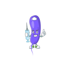 Wall Mural - A humble Nurse cholerae Cartoon character holding syringe