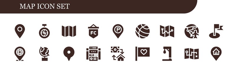 Poster - Modern Simple Set of map Vector filled Icons