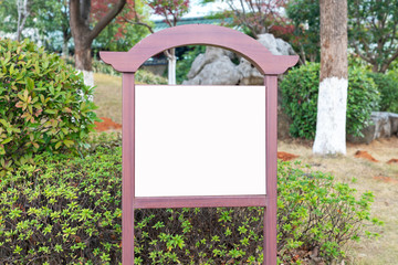 Blank sign board in the park