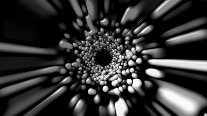 Poster - Spinning bubble tunnel, computer generated. 3d rendering futuristic backdrop. Bubbles splitting effect