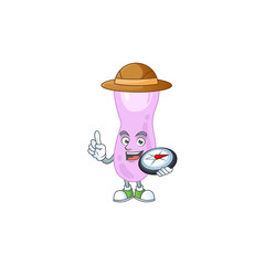 Sticker - Experience explorer of clostridium botulinum cartoon character style using compass