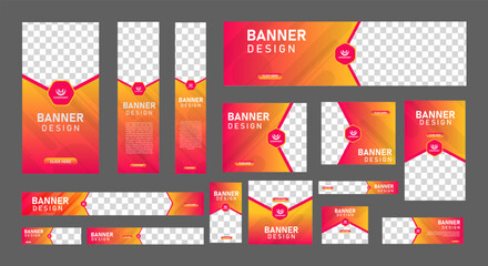 set of abstract web banners of standard size with a place for photos. business ad banner. vertical, 
