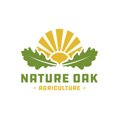 Wall Mural - natural landscape logo with oak leaves