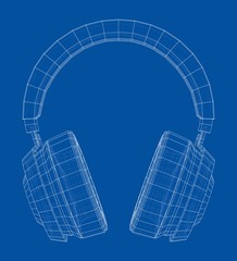 Headphones concept outline. Vector