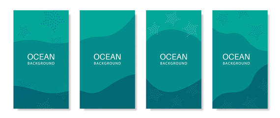 Poster - Green underwater patterns for social media story