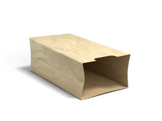 Wall Mural - paper bag for products lies on the floor 3d render on a white no shadow