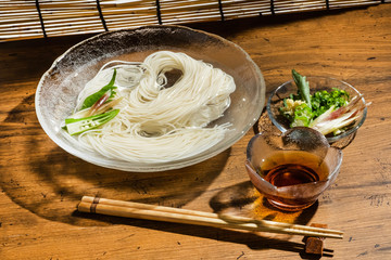 Wall Mural - そうめん　ひやむぎ　Japanese very thin noodle(Somen)