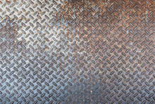 Old And Rusted Metal Diamond Plate Pattern Texture, Background