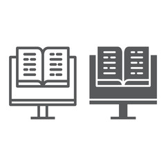 Fototapete - Virtual education line and glyph icon, education and school, online learning sign vector graphics, a linear icon on a white background, eps 10.