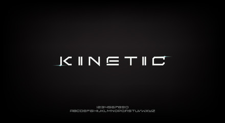 Kinetic, an Abstract technology science alphabet font. digital space typography vector illustration design
