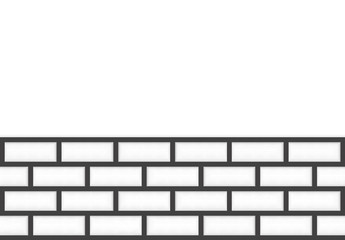 Poster - 3d rendering. modern black line in brick shape pattern on white wall background.