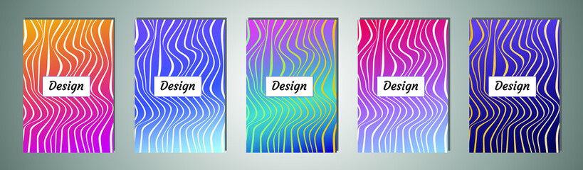 Poster - Set of covers design templates with vibrant gradient background. Modern trendy poster with geometric shapes