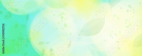 Fotomural Spring background - abstract banner - green blurred bokeh lights -