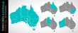Vector map of Australia regions beautiful blue