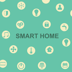 Poster - Smart home text and icons on green background