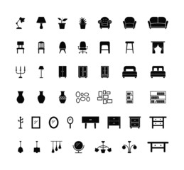 Poster - set of home furniture isolated vector icon. filled style flat icons