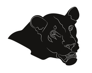 Wall Mural - vector illustration of a lioness portrait, silhouette drawing