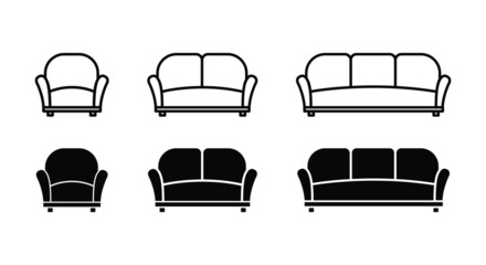 Poster - set of sofa furniture isolated icons
