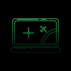 Poster - airplane on laptop screen nolan icon. Simple thin line, outline vector of Airport icons for ui and ux, website or mobile application