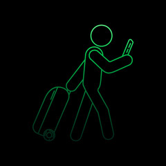 Poster - Passenger with baggage and ticket nolan icon. Simple thin line, outline vector of Airport icons for ui and ux, website or mobile application