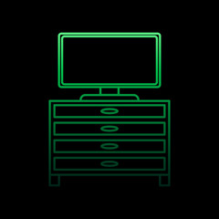 Poster - mirror under the TV nolan icon. Simple thin line, outline vector of Furniture icons for ui and ux, website or mobile application