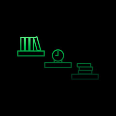 Poster - shelves with books and watches nolan icon. Simple thin line, outline vector of Furniture icons for ui and ux, website or mobile application
