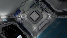 3d Render Of International Space Station Interior. Narrow Corridor Of ISS. Interior Of ISS Module Cupola