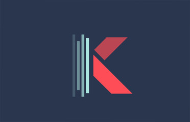 K red blue alphabet letter logo icon for company and business with line design