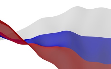 Waving flag of the Russian Federation. The National. State symbol of the Russia. 3D illustration