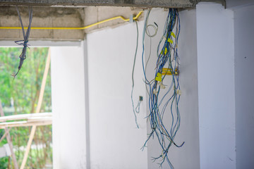 Air conditioning system wiring or lighting inside the building