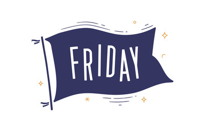 Canvas Print - friday. flag grahpic. old vintage trendy flag with text friday. vintage banner with ribbon flag, gra