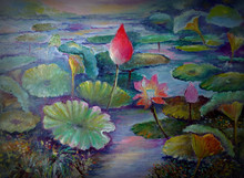 Oil Painting   Art Elements  Abstract Background Modern   Lotus Flower