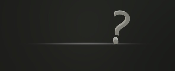 Question mark on a black wall background. Business support concept - 3D image.