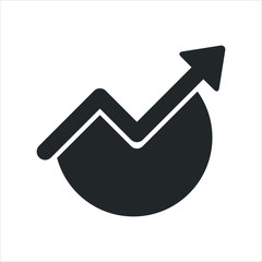 Growing growth bar graph and pie chart icon black colour on a white background. Vector illustration